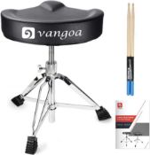 RRP £69.99 vangoa Saddle Shape Drum Stool Thick Padded Adjustable Drummer Throne Stool with
