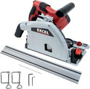 RRP £145 Excel 165mm Plunge Saw 1200W/240V with 1 x Guide Rail, Connector & Clamp - Plunge Saw