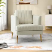 RRP £159 HULALA HOME Velvet Accent Armchair, Modern Club Chair with Removeable Cushion and Gold
