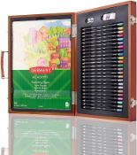 Derwent Academy Trend Colour Wooden Gift Box, 27 Piece Art Set with Colouring Pencils, Pastels &