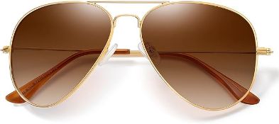 RRP £100, Set of 10 x kunchu-Pilot-Polarised-Sunglasses-Mens-Womens-Fashion Classic Vintage Retro