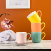 RRP £19.99 N+B Porcelain Coffee Mug Set - 450 ml/15.2 oz for Cappuccino, Latte, Tea, Set of 4, Hot