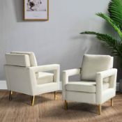 RRP £129.99 HULALA HOME Velvet Accent Chair with Gold Metal Legs, Modern Comfy Upholstered