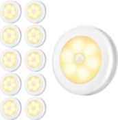 RRP £24.99 Criacr 10 Pack Motion Sensor Light, Cabinet Night Lights, Stick-on Cupboard Light with