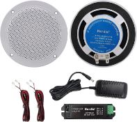 RRP £39.99 Herdio 160W 4 Inch Ceiling Speaker Kit Amplifier Water Resistant Ceiling Speaker