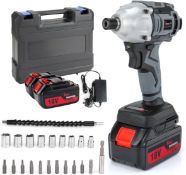 RRP £54.99 Cordless Impact Driver with 2 Battery, 18V Brushless 500Nm Torque Electric Screwdriver,