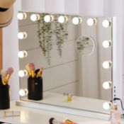RRP £79.99 Warmiehomy Hollywood Vanity Mirror with Lights, Makeup Mirror with 15 Dimmable Bulbs with