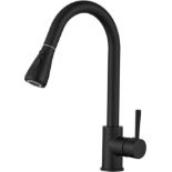 RRP £59.99 Heable Kitchen Sink Mixer Tap with Pull Down Sprayer Matte Black, Single Handle High