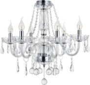 RRP £89.99 A1A9 Maria Theresa Crystal Chandelier Lights, Clear Glass K9 Crystal 6 Arms Ceiling Light
