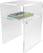 RRP £105 Clear Acrylic Perspex Plastic Side Table Living Room End Table Bedside Table Hygienic