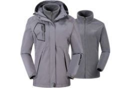 RRP £59.99 donhobo Womens 3 In 1 Fleece Ski Jacket Softshell Winter Waterproof Full Zip Windproof