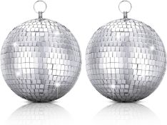 RRP £19.99 2 Pack Disco Light Mirror Ball,20 cm/8 Inches Cool and Fun Large Silver Hanging Disco