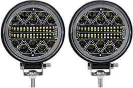 RRP £29.99 4" LED Round Fog Lights 126W Waterproof Spot Flood Light Pod Off Road Driving Roof for