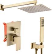 RRP £190.99 Square Bathroom Concealed Brass Shower System Kit, Luxury 12 Inch Rain Shower System Set