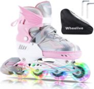 RRP £49.99 Wheelive Adjustable Inline Skates, Kids Inline Roller Skates Blades with Light Up Wheels