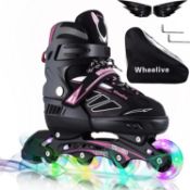 RRP £62.99 Wheelive Adjustable Inline Skates for Kids and Adults, Oversized Illuminating Skates