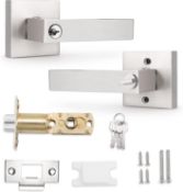 RRP £25.99 Probrico Square Keyed Alike Entry Door Lever with Key Stainless Steel Exterior Flat
