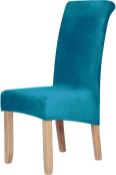 RRP £37.99 smiry Stretch Chair Covers for Dining Room,Peacock Blue Set of 4 Velvet Large Dining
