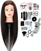 RRP £35.99 Neverland Hairdressing Head 50% Real Hair Training Head 22 Inch Cosmetology Mannequin
