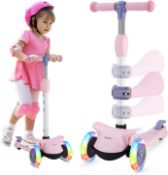 RRP £49.99 Wheelive 3 in 1 Kick Scooter with Removable Seat, 3 LED Wheels Kick Scooter for Kids, 4