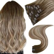 Approx RRP £350, Collection of Easyouth Clip in Hair Extensions Real Hair, 9 Packs