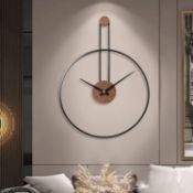 RRP £69.99 Large Decorative Wall Clock for Living Room,Metal & Walnut Dial Home Decor Silent Non