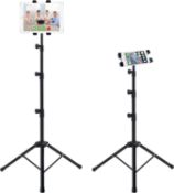 RRP £19.99 IPad Tripod Stand, Height Adjustable Tablet Floor Stand, Tablet Holder Stand with 360°