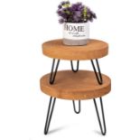 RRP £32.99 Uziass Wooden Indoor Plant Stand Set, Metal Legs Flower Pot Holders for Indoor Living