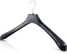 RRP £29.99 HANGERWORLD 15 Extra Wide 50cm Strong Black Plastic Clothes Jacket Coat Hangers with 5.