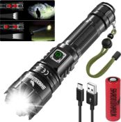 RRP £34.99 Shadowhawk Torch LED Super Bright Rechargeable, Flashlight 20000 Lumens XHM77.2 Torch