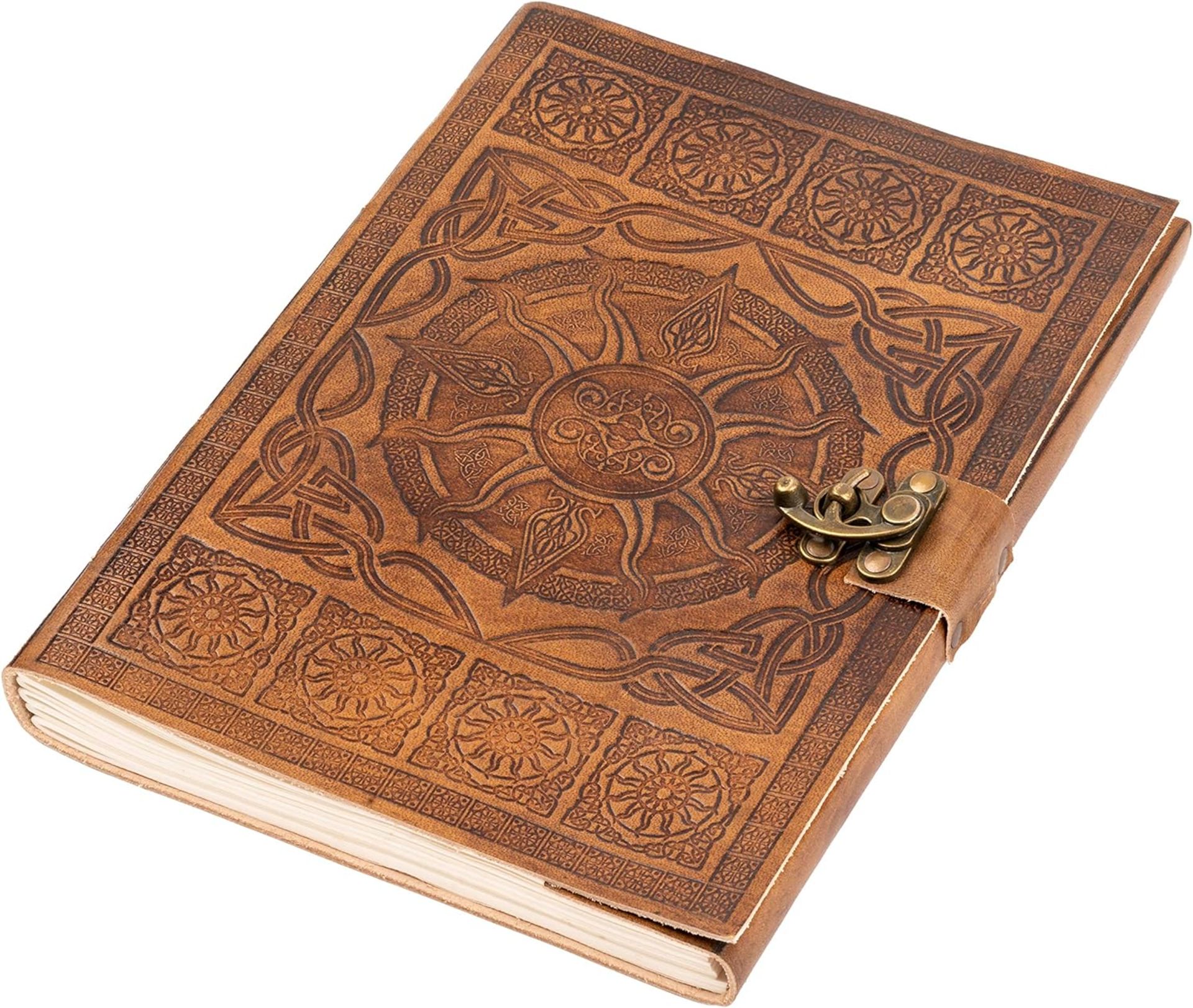RRP £29.99 DreamKeeper Journals A4 Leather Journal - Beautiful Celtic Design with Bronze Lock -
