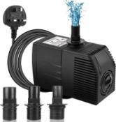 RRP £39.99 BARST 2000L/H Submersible Water Pump with Filter, Ultra Quiet Water Pump for Aquarium