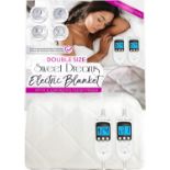 RRP £89.99 Sweet Dreams Electric Blanket Double Bed 193 x 137 x 40cm, Dual Control, Fleece Diamond