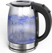 Haooair 1.8 liter Glass Kettle with Blue LED, Easy to Clean Electric Kettle, Fast Boil Quiet, BPA-