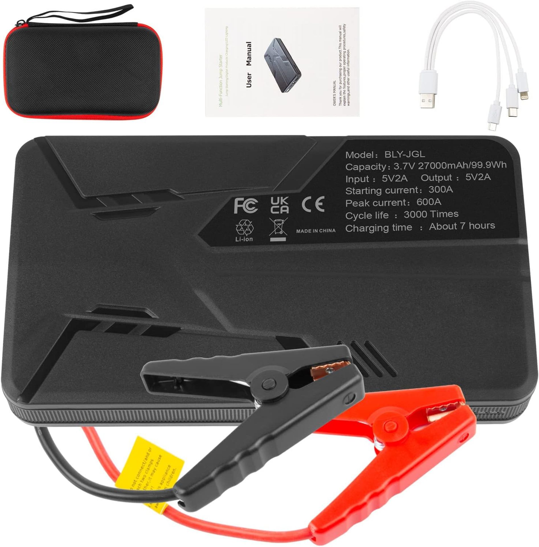 RRP £44.99 ASUNCELL Jump Starter Power Bank Car Jump Starter 12V 600A Peak 27000mAh Portable Car