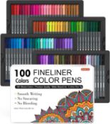 RRP £25.99 Fineliners, Shuttle Art 100 Colours Colouring Pens Set, 0.4mm Extra Fine Tip Coloured