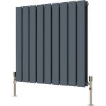 RRP £96.99 Radbliss Horizontal Flat Panel Radiator 600x612mm Anthracite Matt Grey Double Design