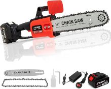 RRP £69.99 Cordless Chainsaw with Brushless Motor,12 inch Electric Chainsaw 20V, with 4Ah Battery,