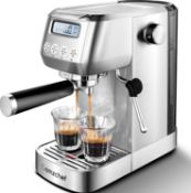 RRP £239 AMZCHEF 20 Bar Espresso Coffee Machine with LCD Panel and Steam Milk Frother, Compact