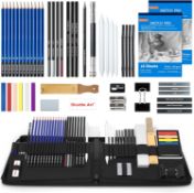 RRP £24.99 Shuttle Art Sketching Pencils and Drawing Set, 52 Pack Sketch Pad and Pencils Set in