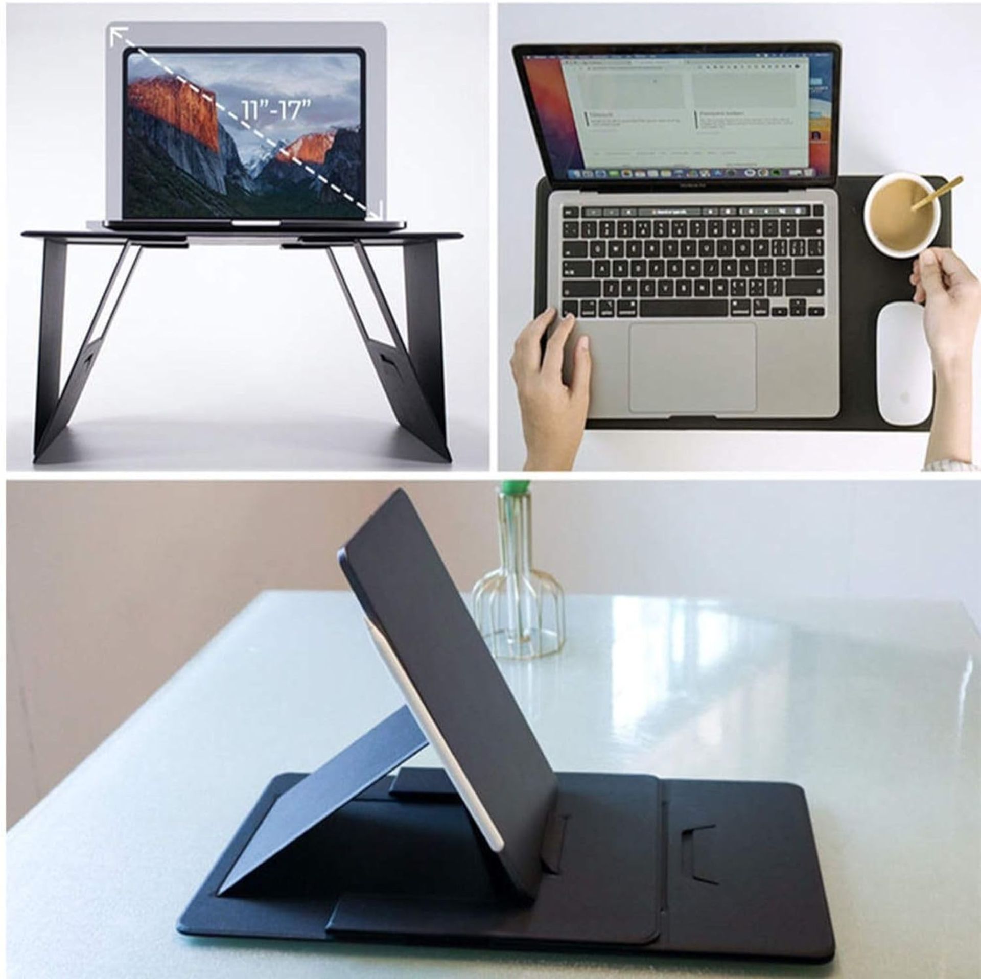 RRP £44 Set of 2 x Solace Portable & Foldable Laptop Stand for Desk Adjustable - Sofa Laptop riser