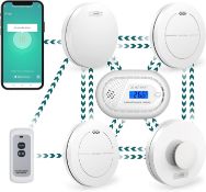 RRP £129.99 Safeliveo Wireless Interlinked Wifi Smoke Alarm Heat Alarm Carbon Monoxide Alarm with