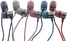 RRP £49.99 JustJamz Bulk Earbuds Jelly Matte | 100 Pack of Colourful in-Ear Earbuds | Stereo Sound &