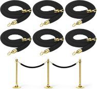 RRP £49.99 PATIKIL 5 Feet Black Velvet Stanchion Rope, 6 Pack Crowd Control Barrier Rope with Snap