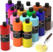 RRP £52.99 Acrylic Paint, Shuttle Art 15 Colours Acrylic Paint Bottle Set (473ml/16oz), Rich