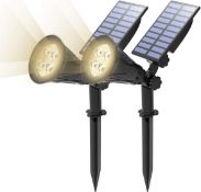 T-SUN (2 Pack LED Solar Spotlights, 2 in 1 Easy Installation Solar Landscape Lights, Waterproof