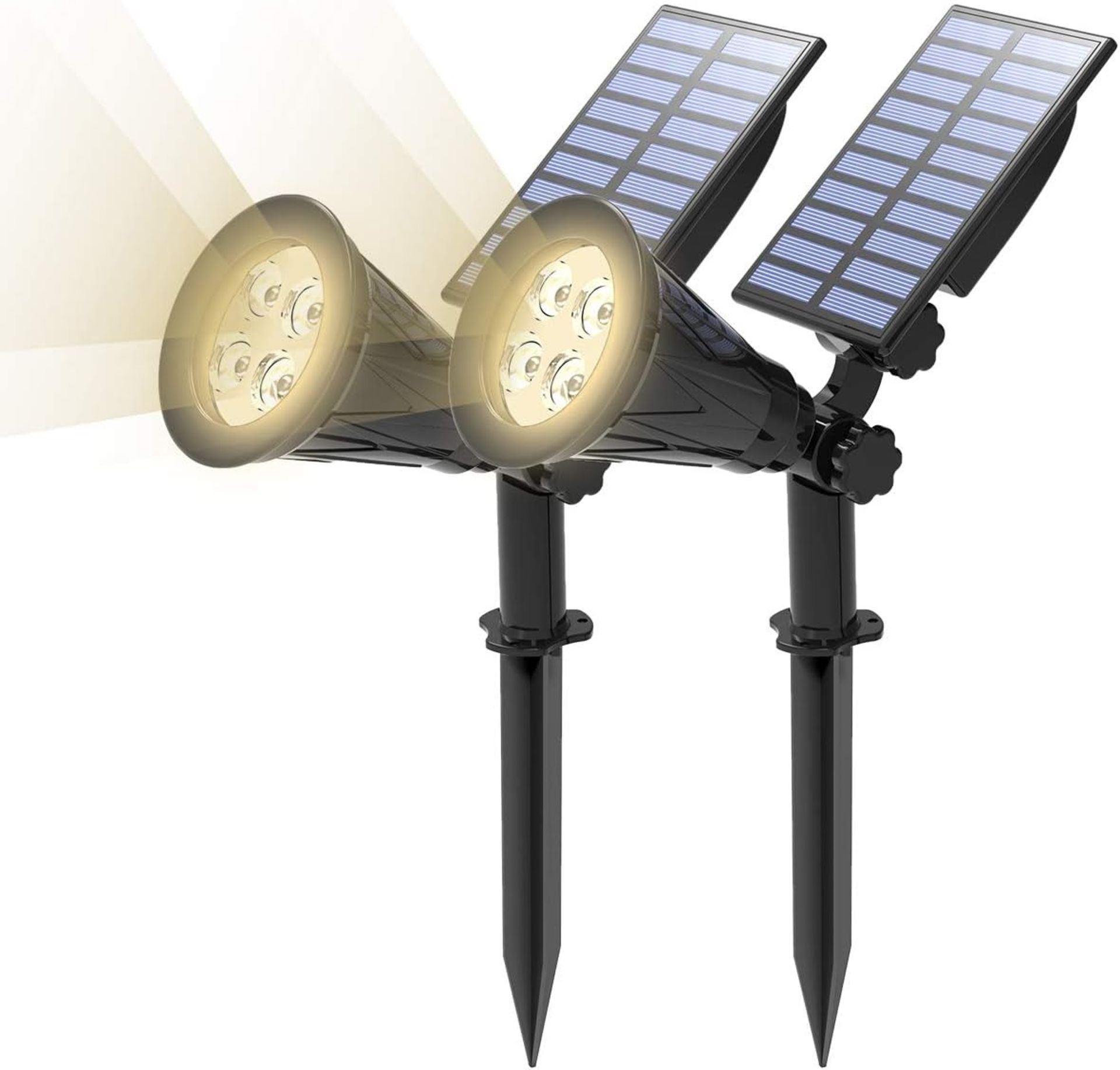 T-SUN (2 Pack LED Solar Spotlights, 2 in 1 Easy Installation Solar Landscape Lights, Waterproof