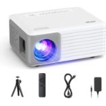 RRP £54.99 Mini Projector, AKIYO 1080P Supported Portable Projector with Tripod, Multimedia Home