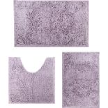 RUN HELIX Ultra Soft Chenille Bath Mat Non Slip Anti Mould, Light Purple Bath Mat Set 3, Shaggy