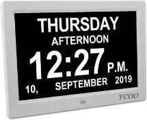 RRP £49.99 Dementia Clocks 10 Inches Calendar, Day Date Clock with Large Clear Digits Display, Alarm